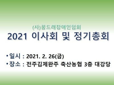 2021  꿈드래장애인협회 이사회 및 정기총회